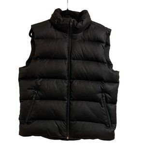 GAP Vintage 2009 Black Down Filled Puffer Vest Packable Hood Y2K Size Medium